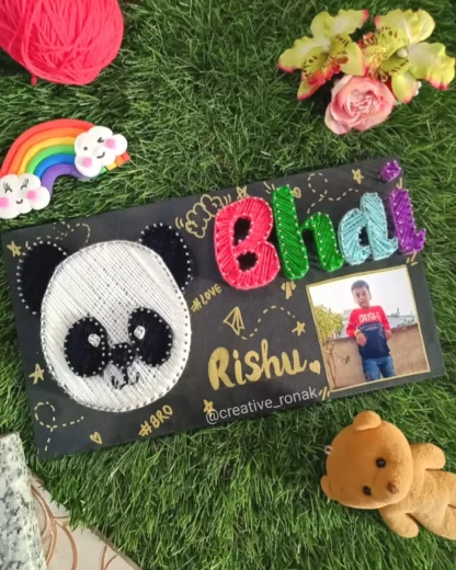 Panda string art with name and photo